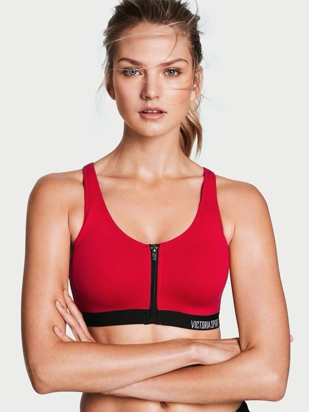 Victoria Secret Knock Out Front Zip Red Sports Bra 🍓🍒